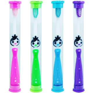 Yunicorn Max - Camlin Kids Soft Toothbrush with Protective Hygiene Lid Cover, Pack of 4