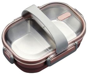 Style Homez KATIE, 304 Stainless Steel Insulated Lunch Box with Handle and 2 Compartments, Salmon Pink Color 720 ml