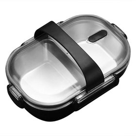 Style Homez KATIE, 304 Stainless Steel Insulated Lunch Box with Handle and 2 Compartments, Castle Black Color 720 ml