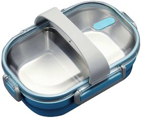Style Homez KATIE, 304 Stainless Steel Insulated Lunch Box with Handle and 2 Compartments, Arctic Blue Color 720 ml