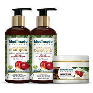                      Medimade Apple Cider Shampoo + Conditioner and Apple cider Hair Mask                                              