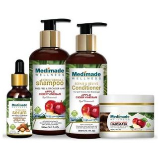                       Medimade Apple Cider Shampoo + Conditioner + hair Growth Serum and Apple cider Hair Mask                                              
