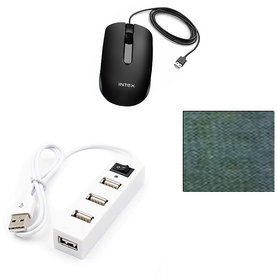INTEX USB MOUSE AND QHMPL USB HUB 4PORT AND MOUSEPAD BEST QUALITY PRODUCT