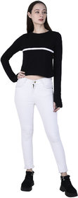 Roarers Cotton Crop Top With Thumbhole Sleeves