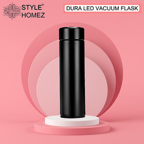 Style Homez DURA, Smart Double Wall Stainless Steel Vacuum Insulated Water Bottle With LED Touch Display, Hard Black Col