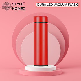 Style Homez DURA, Smart Double Wall Stainless Steel Vacuum Insulated Water Bottle With LED Touch Display, Setz Red Color