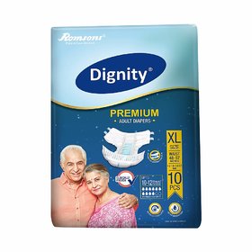 Dignity Premium Adult Diapers, Extra Large, Waist Size 48 - 57, 10 Pcs/Pack (Pack of 1), 10 Pcs