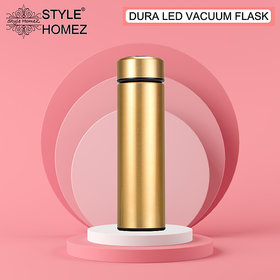 Style Homez DURA, Smart Double Wall Stainless Steel Vacuum Insulated Water Bottle With LED Touch Display, Shade Gold Col