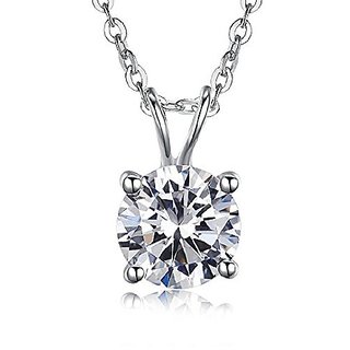                       American Diamond Pendant with lab Report Silver American Diamond  by Jaipur Gemstone                                              