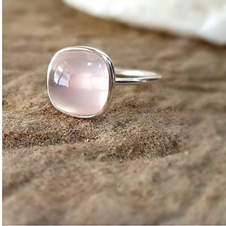                       100% Natural 5 carat rose quartz Silver Ring by JAIPUR GEMSTONE                                              