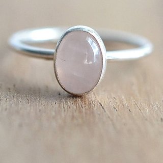                       5 Carat Natural Stone silver rose quartz  Ring for unisex by JAIPUR GEMSTONE                                              