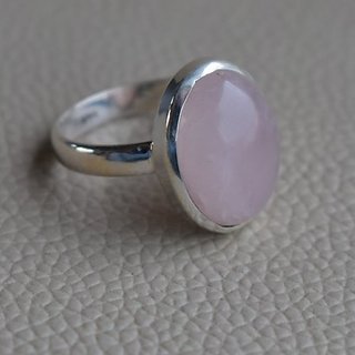                       100% Natural 5 carat rose quartz  silver Ring by JAIPUR GEMSTONE                                              