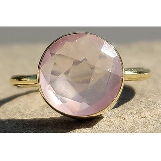                       rose quartz stone Ring in 5 carat Gold plated ring for unisex by JAIPUR GEMSTONE                                              