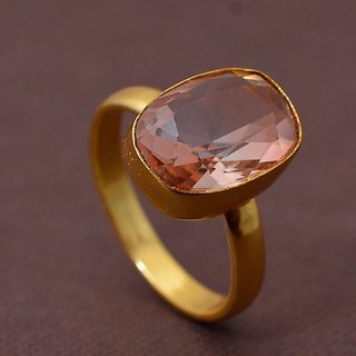                      rose quartz  Ring 5 Ratti 100% Original Gold plated rose quartz by JAIPUR GEMSTONE                                              