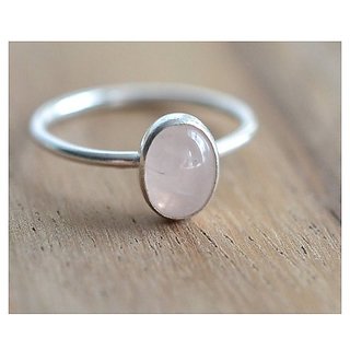                       Ring 5.25 ratti Natural rose quartz Silver Ring by JAIPUR GEMSTONE                                              