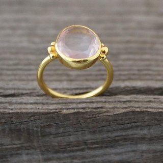                       rose quartz Stone Gold plated Ring 5 carat by JAIPUR GEMSTONE                                              