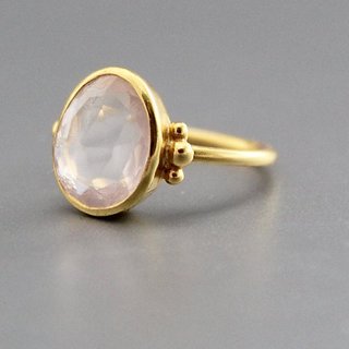                       5 carat only rose quartz Ring with Natural rose quartz  & Lab Certified Gold plated by JAIPUR GEMSTONE                                              