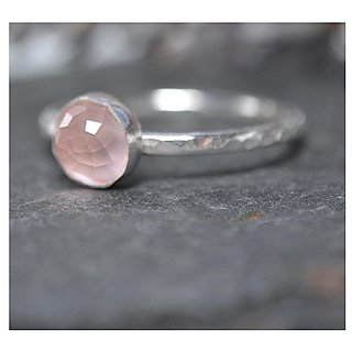                       Natural rose quartz stone 5.25 ratti Silver ring by JAIPUR GEMSTONE                                              
