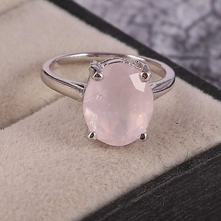                       5.25 Ratti Silver Original rose quartz  Ring Lab Certified Stone by JAIPUR GEMSTONE                                              