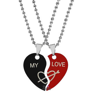 M Men Style Lock And Key Couple Locket with 2 chain His And Her Pendant For Men And Women