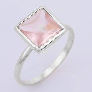                       5.5 ratti Stone 100% Natural rose quartz  Silver Ring by JAIPUR GEMSTONE                                              