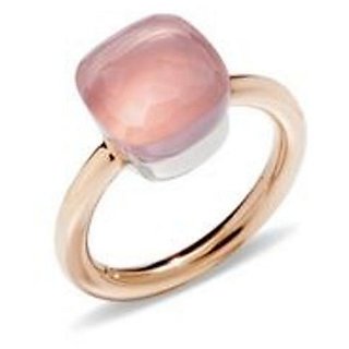                       Natural rose quartz stone 5.5 ratti gold plated ring by JAIPUR GEMSTONE                                              