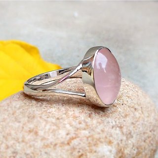                       rose quartz Astrological Stone 5.5 Ratti Certified Silver Ring by JAIPUR GEMSTONE                                              