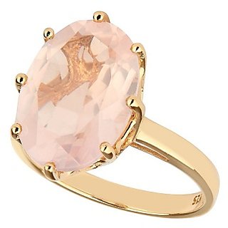                       rose quartz Stone Gold plated Ring 5.5 carat by JAIPUR GEMSTONE                                              
