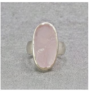                       6 ratti Natural rose quartz Stone Adjustable silver Ring for Astrological Ring by JAIPUR GEMSTONE                                              