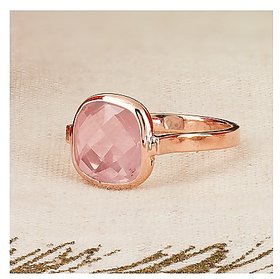 Natural and Precious rose quartz Gemstone 6 Ratti Certified Adjustable gold plated Ring by JAIPUR GEMSTONE