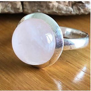                       5.5 Carat Stone rose quartz Silver Ring for unisex by JAIPUR GEMSTONE                                              