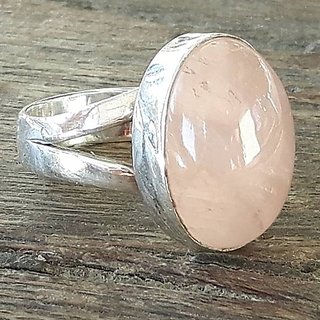                       6 carat Natural Silver rose quartz  Ring by JAIPUR GEMSTONE                                              
