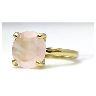                       5.5 ratti Stone 100% Natural rose quartz Gold plated  Ring by JAIPUR GEMSTONE                                              