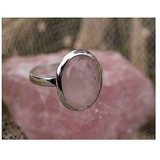                       Certified 6 Carat  Silver rose quartz  Stone Ring by JAIPUR GEMSTONE                                              