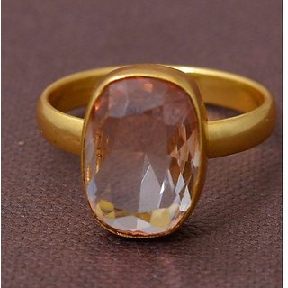                       5.5 carat Natural Gold plated  rose quartz  Ring for unisex by JAIPUR GEMSTONE                                              