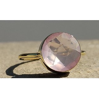                       Natural rose quartz  5.5 Carat Gold plated Ring  by JAIPUR GEMSTONE                                              