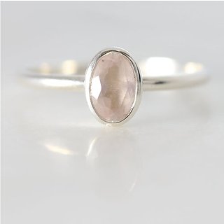                       6 ratti Stone 100% Natural rose quartz Silver Ring by JAIPUR GEMSTONE                                              