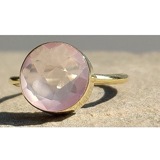                       5.5 ratti Natural Lab certified Stone Gold plated rose quartz Ring by JAIPUR GEMSTONE                                              