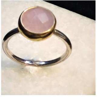                       6 carat pure rose quartz Silver Ring for women by JAIPUR GEMSTONE                                              