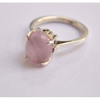                       rose quartz  Ring 6 Ratti 100% Original Silver rose quartz by JAIPUR GEMSTONE                                              