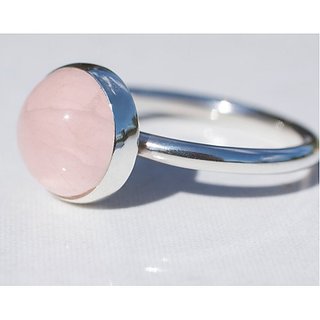                       6 Carat  Ring with lab Report Silver rose quartz Stone by JAIPUR GEMSTONE                                              