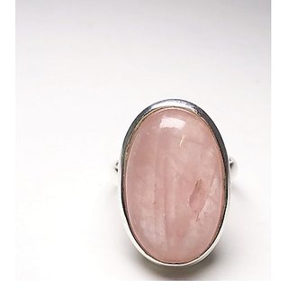                       rose quartz ADJUSTABLE Silver RING WITH NATURAL AND CERTIFIED 6 RATTI by JAIPUR GEMSTONE                                              