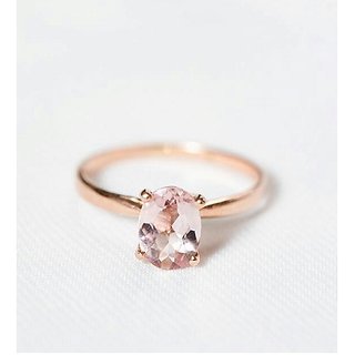                       6 Ratti rose quartz Ring With Natural Gold plated Ring by JAIPUR GEMSTONE                                              