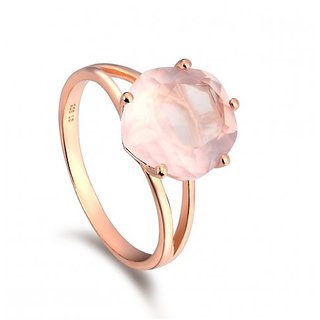                       rose quartz Panchdhatu ADJUSTABLE 6 Carat  gold plated Ring by JAIPUR GEMSTONE                                              