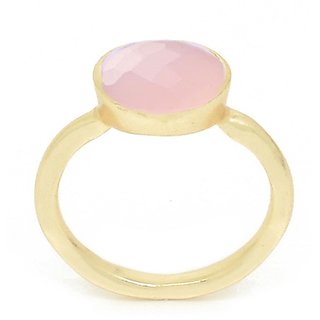                       6 Carat Original Created Certified rose quartz gold plated Ring for Men & Womenby JAIPUR GEMSTONE                                              