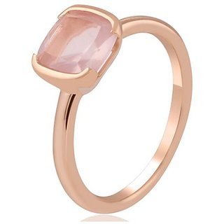                       6 Carat A+ Quality rose quartz Gemstone Gold plated  Ring by JAIPUR GEMSTONE                                              