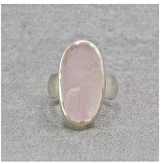                       6.25 ratti Natural rose quartz Stone Adjustable silver Ring for Astrological Ring by JAIPUR GEMSTONE                                              