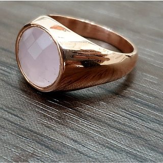                       6 ratti natural rose quartz  Stone pure Gold plated Ring for unisex by JAIPUR GEMSTONE                                              