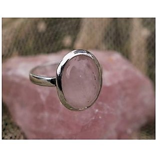                       Certified 7 Carat  Silver rose quartz  Stone Ring by JAIPUR GEMSTONE                                              