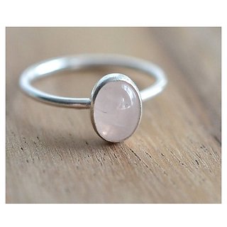                       Ring 7 ratti Natural rose quartz Silver Ring by JAIPUR GEMSTONE                                              
